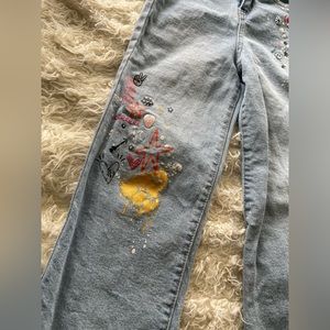 Art class girls graffiti wide leg jeans size 6X